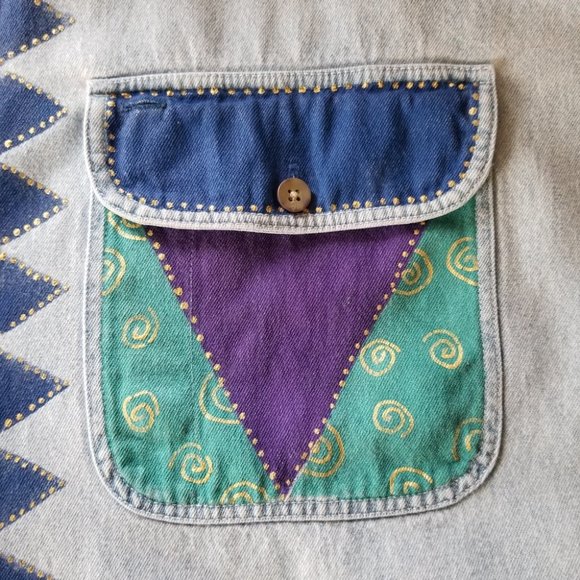 VINTAGE 90s Oversized Denim Button Down L / XL - Picture 12 of 13